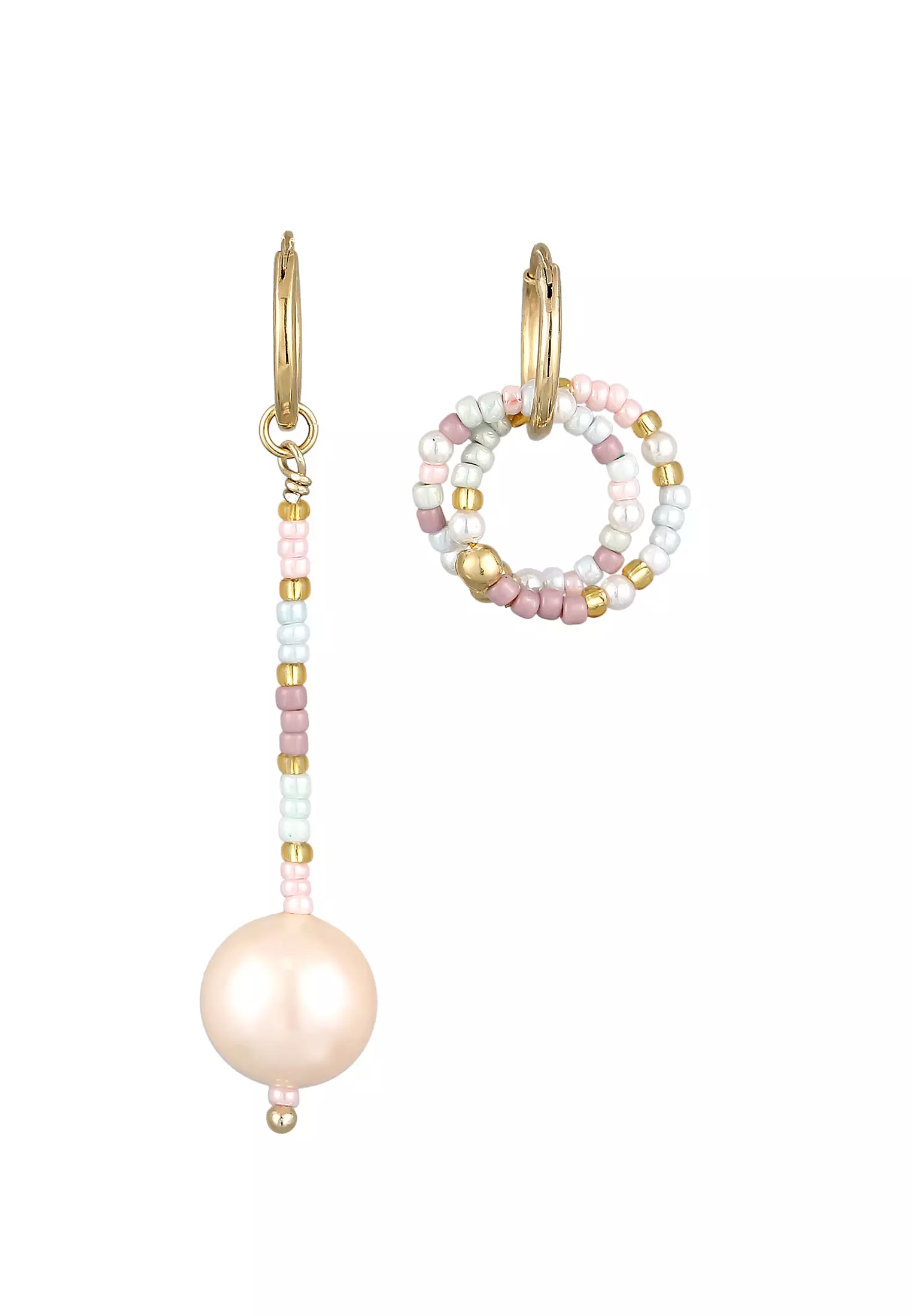 Earrings Creole Shell Pearl Copper Multicolour