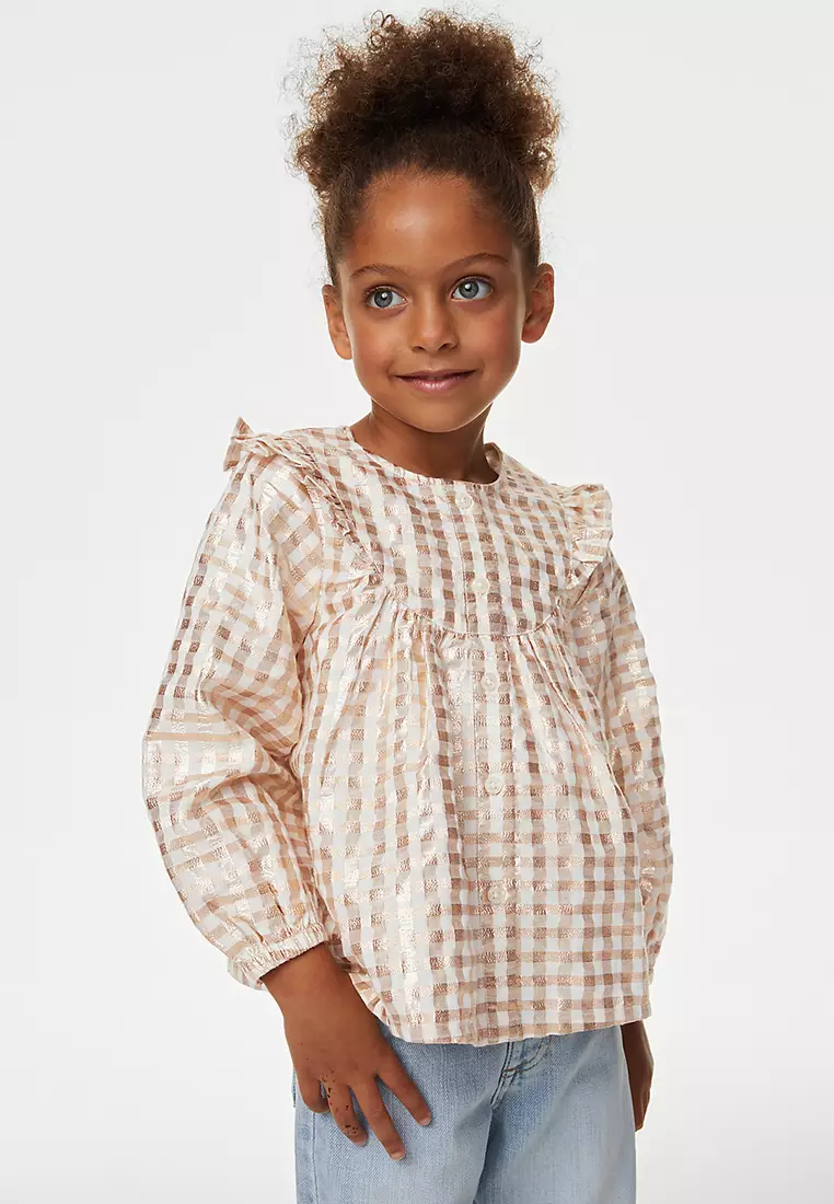 Baby Organic Cotton Sheer Check Blouse