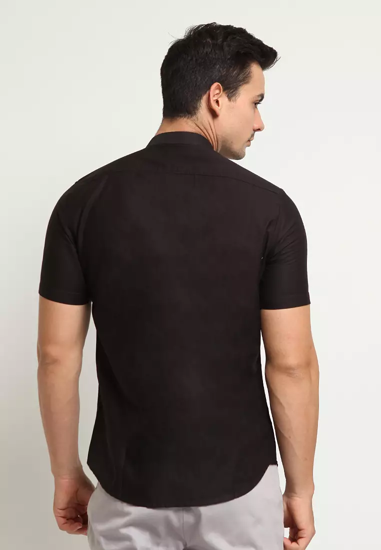 LR-2 Kemeja Koko Panjang Printing Black J085