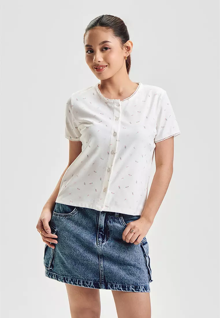 Floral All-Over Print Button Down Top