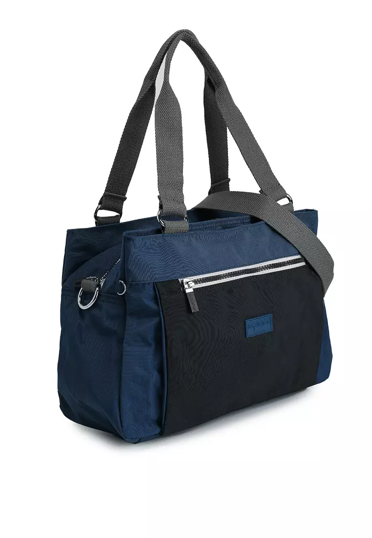 Colour Block Nylon Convertible Shoulder Bag