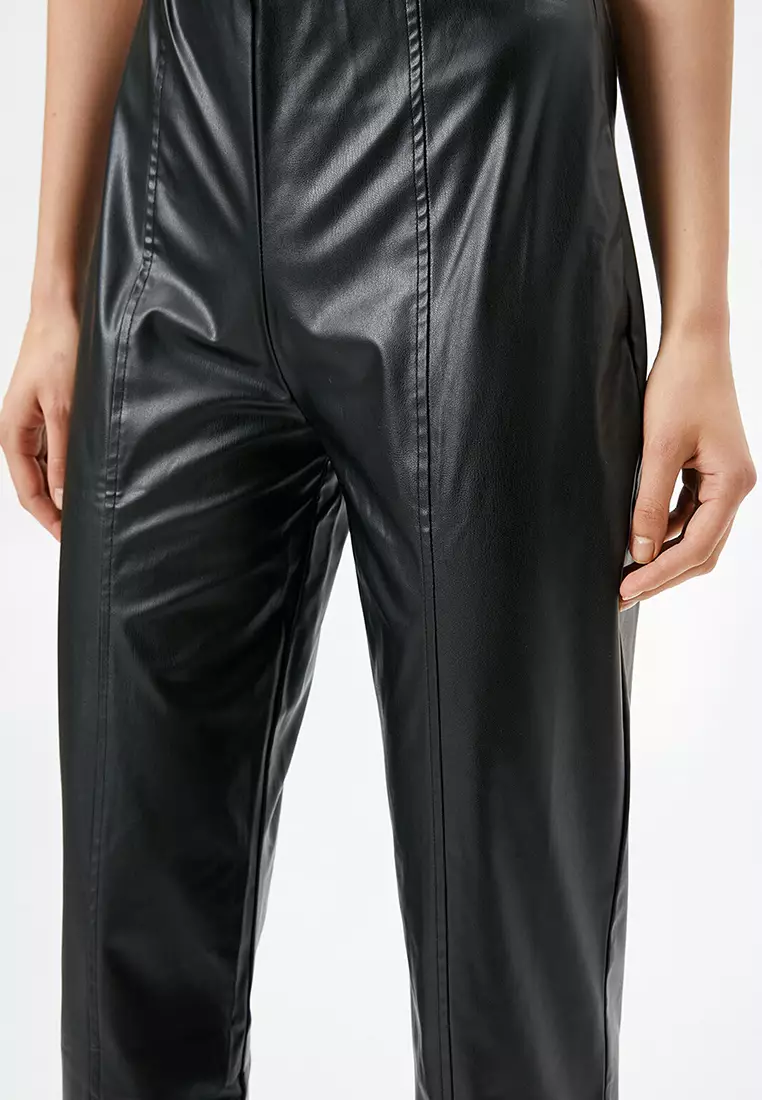Faux Leather Straight Pants