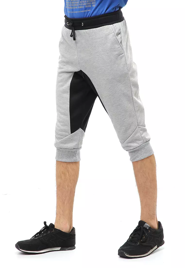 Rishham Short Pants Celana Jogger Pendek Pria Simple Design Material Baby Terry ORIGINAL - Light Gray