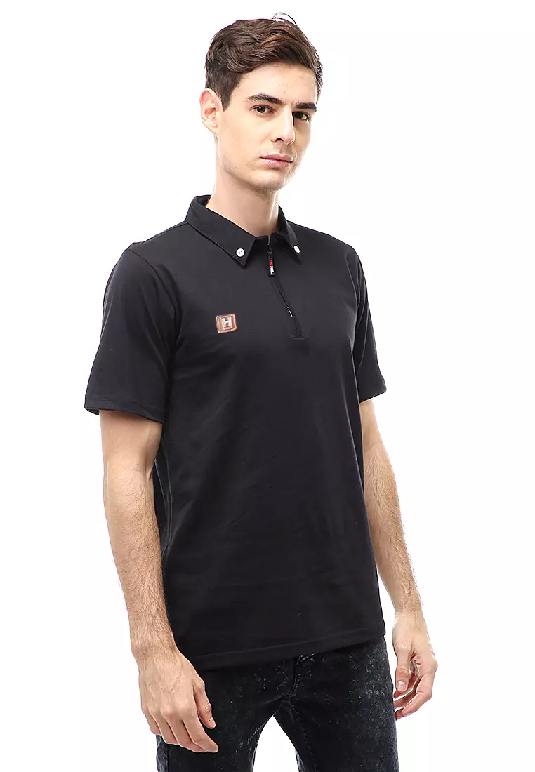 Jack Atasan Casual Pria T-Shirt Kaos Polo Resleting Short Sleeve Material Cotton ORIGINAL