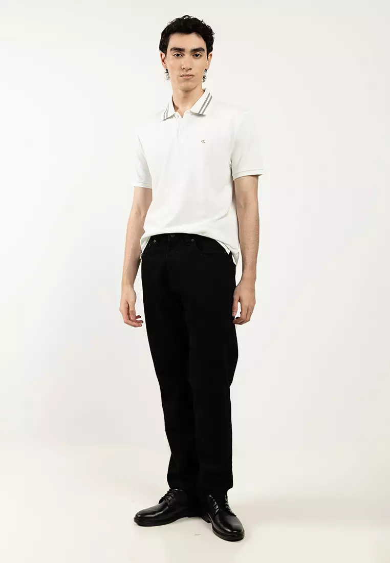 Short Sleeves Monogram Pique Tipped Polo Shirt - Calvin Klein Jeans