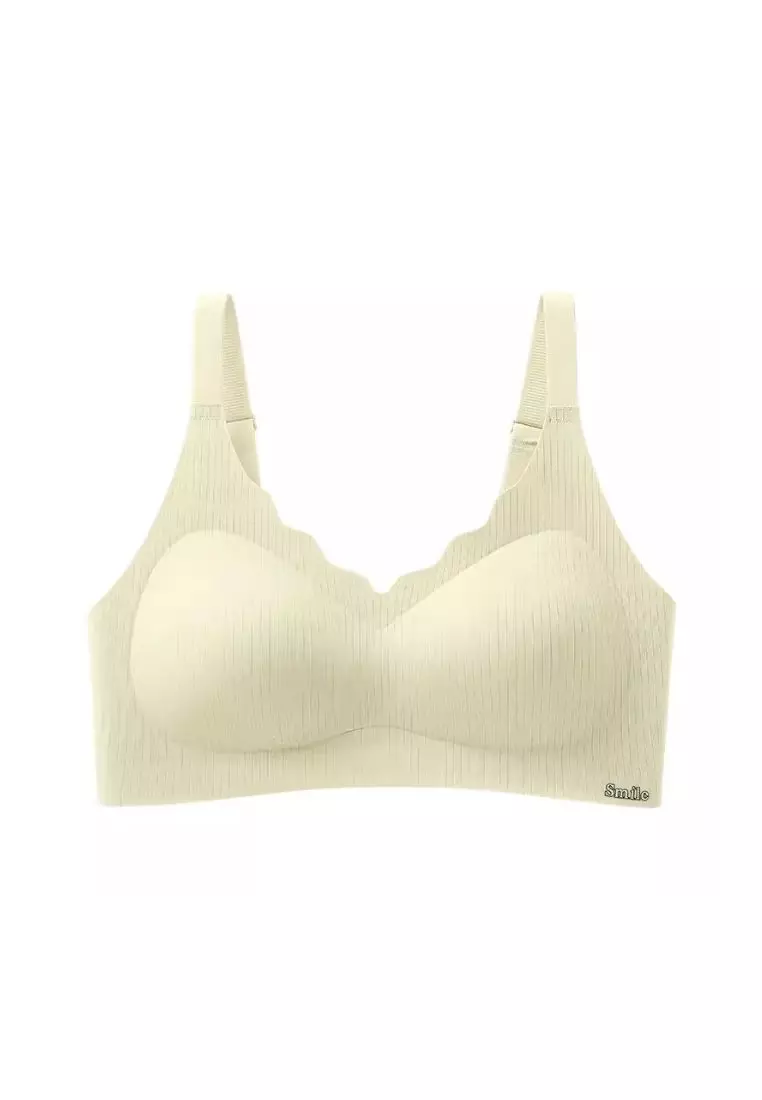 Premium Macie Scallop Seamless Wireless Padded Support Bra in Green