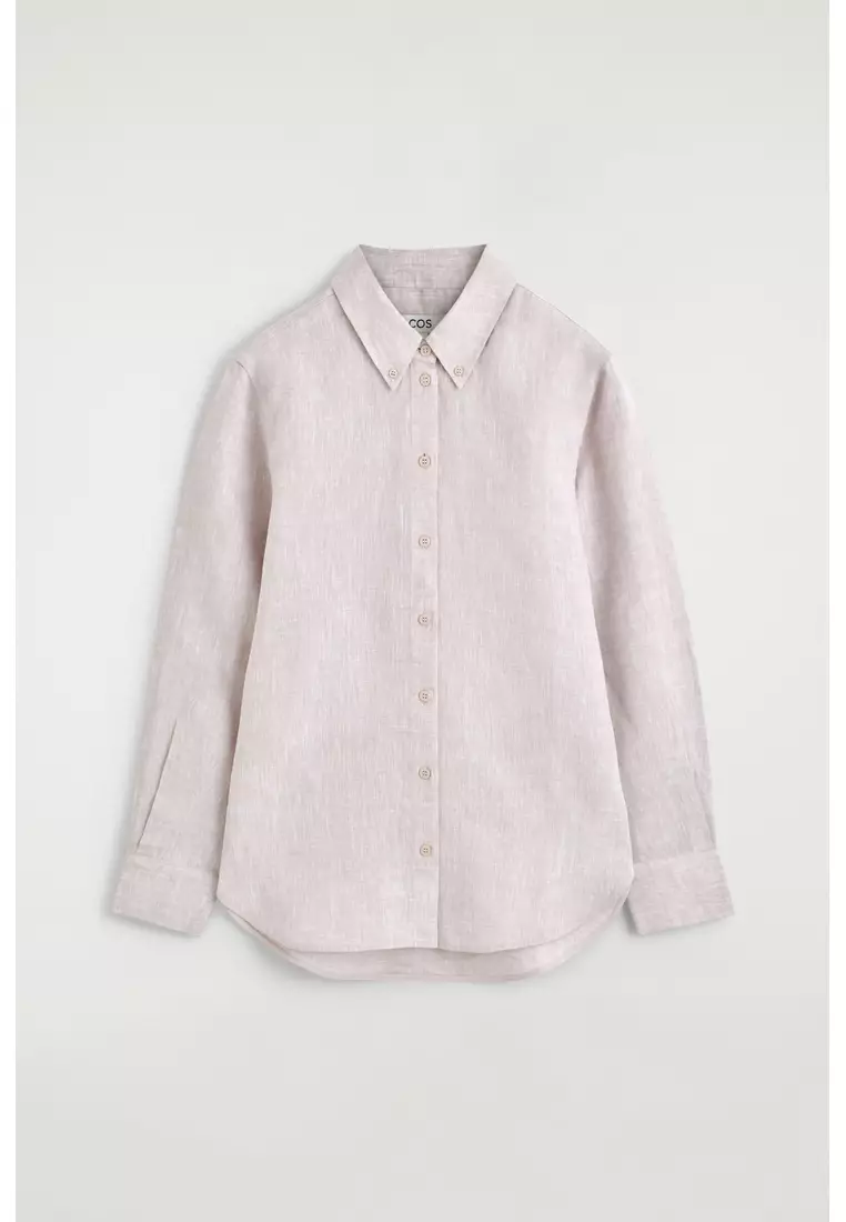 CURVED-HEM LINEN SHIRT