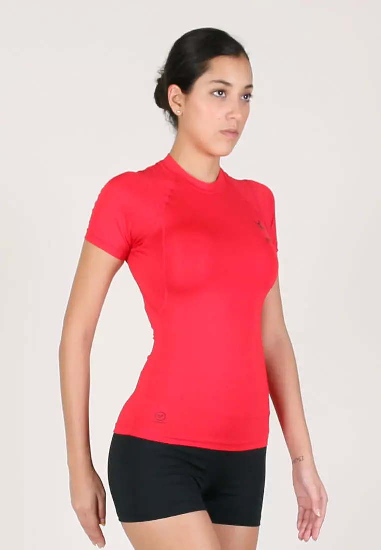 Women Maxforce Agile Compression Short Sleeve Top (Red)