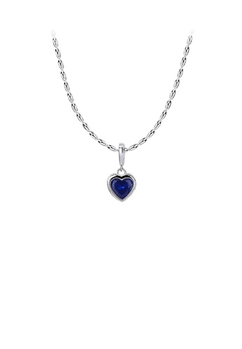 Glamorousky blue 925 Sterling Silver Fashion Romantic September Birthstone Heart Pendant with Dark Blue cubic Zirconia and Necklace D39B1ACC8F735FGS_1