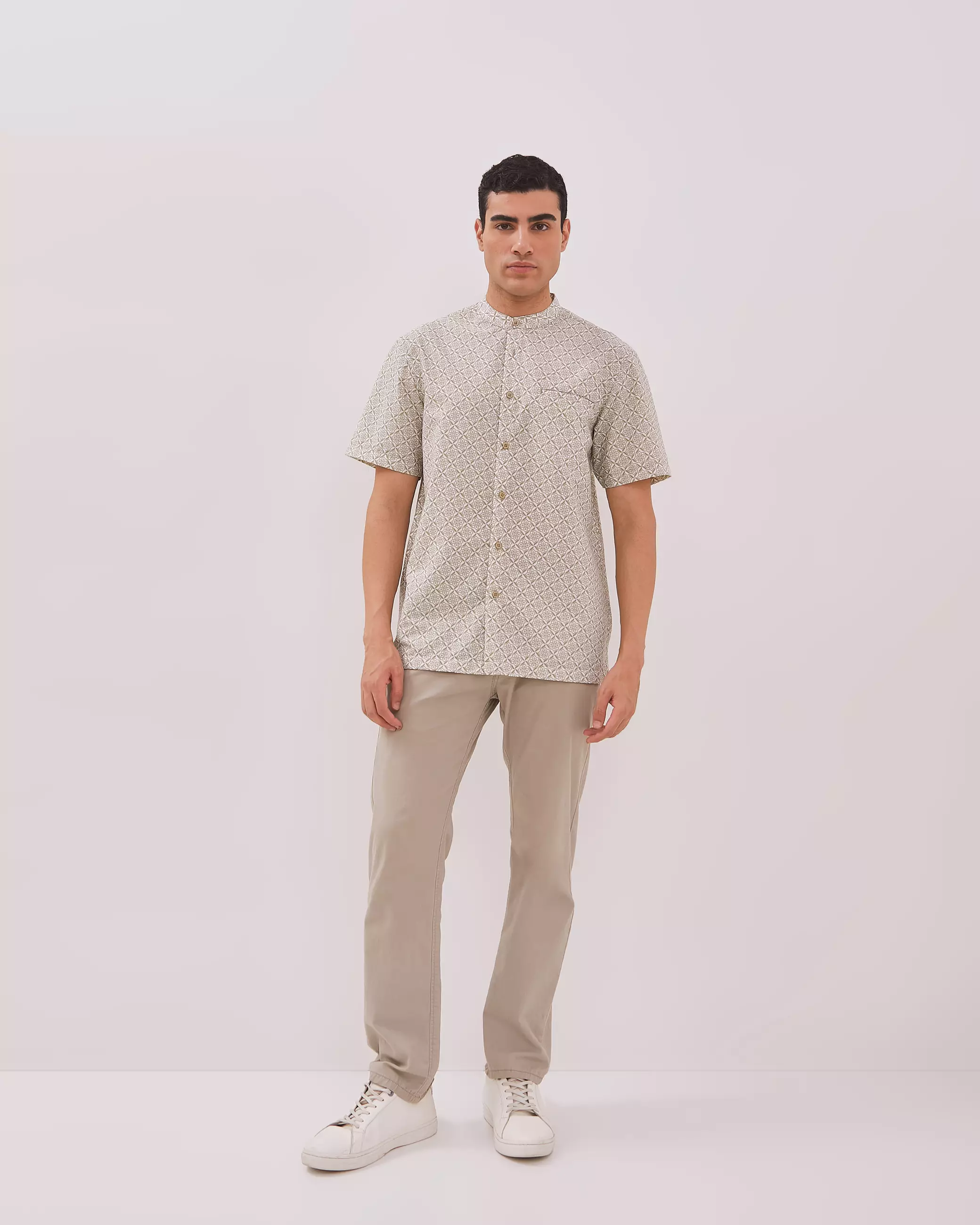 AMK Kemeja Koko Pria Lengan Pendek KK BB Hibran Ss Khaki