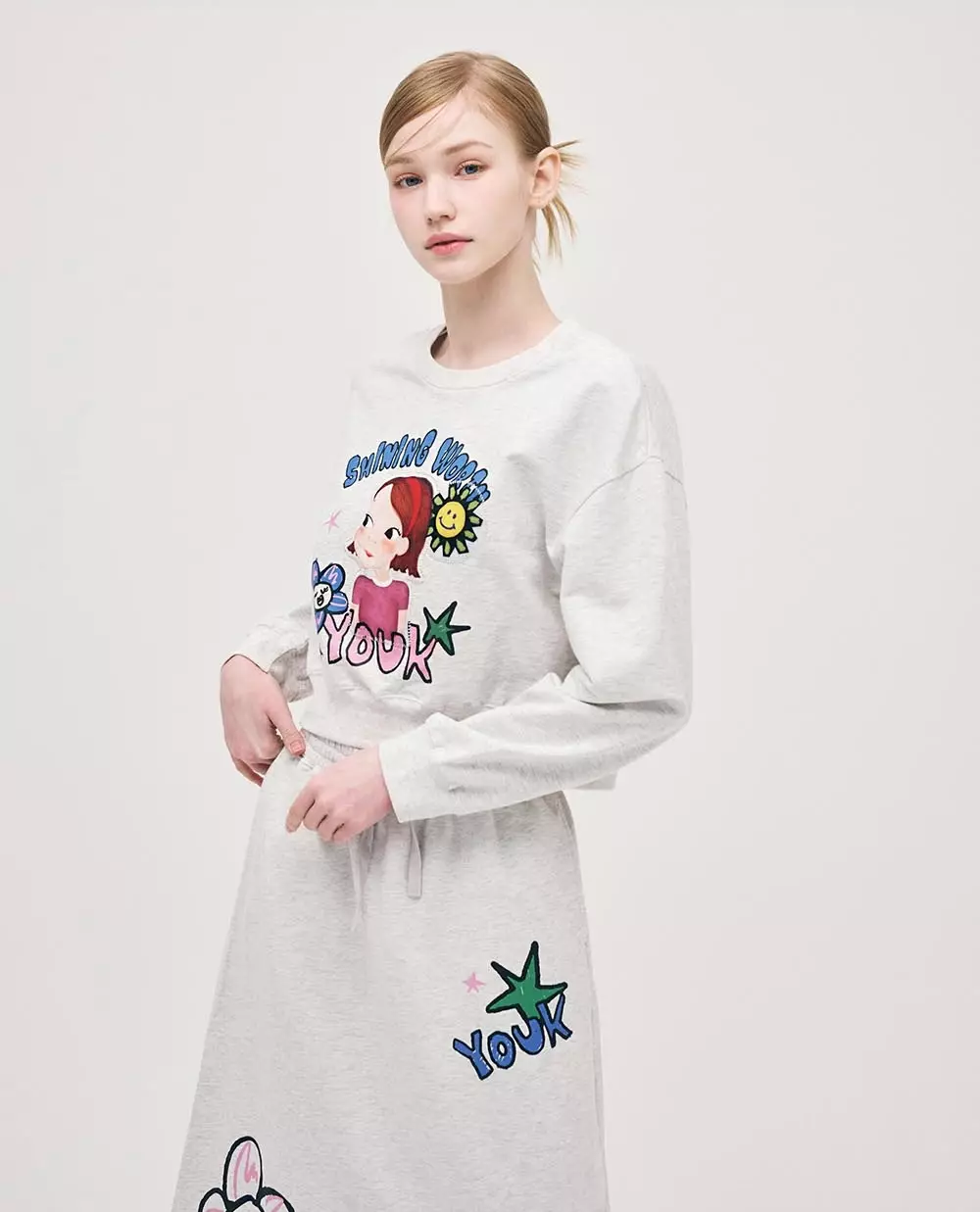 Flower Sweatshirt Skirt Set F Ria