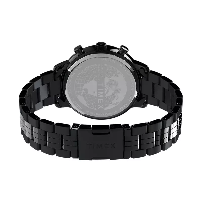 Jam Tangan Pria Timex Trend TW2Y29000 Chronograph Black Dial Black Stainless Steel Strap