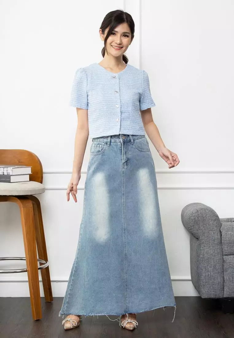 Deleza Skirt Unfinished in Light Blue