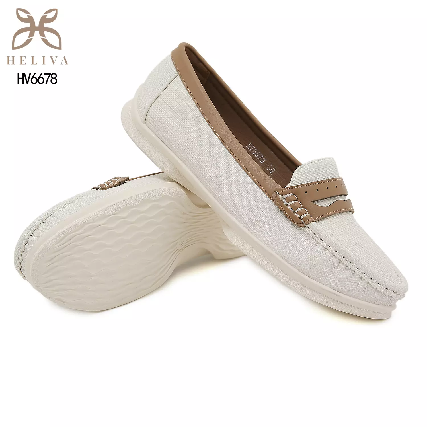 Heliva Esha Elegant Linen-Textured Loafers with 2cm Sole Casual Slip-On Comfort HV6678