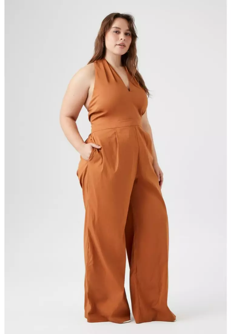 Buy FOREVER 21 Plus Size Poplin Halter Jumpsuit 2024 Online
