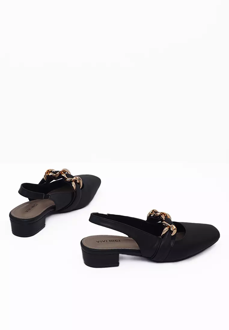 VIVI NICI - Reine Sepatu Sandal Mules Hak 3 Cm Black Solid