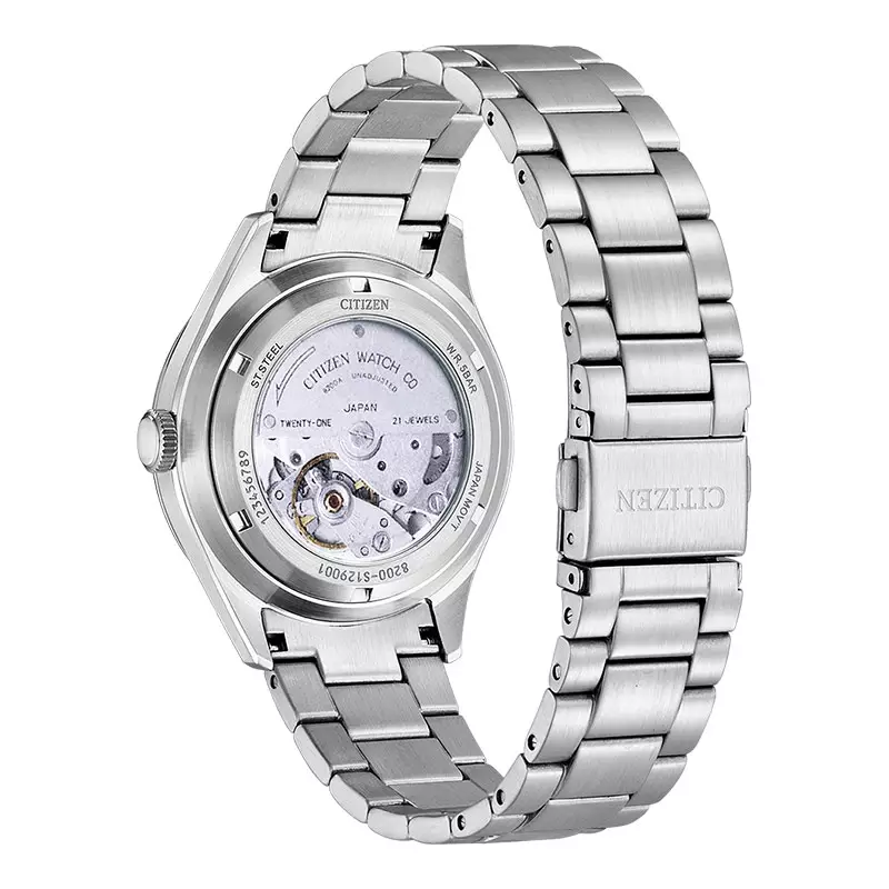 Jam Tangan Pria Citizen C7 Mechanical NH8391-51A Crystal Seven Reissue Men White Dial Stainless Steel Strap
