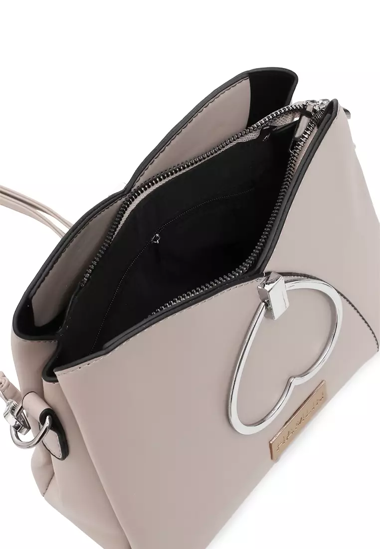 Eilaria Tas Selempang Wanita Love Design Sling Bag Large Compartment Material Leather ORIGINAL - White Beige