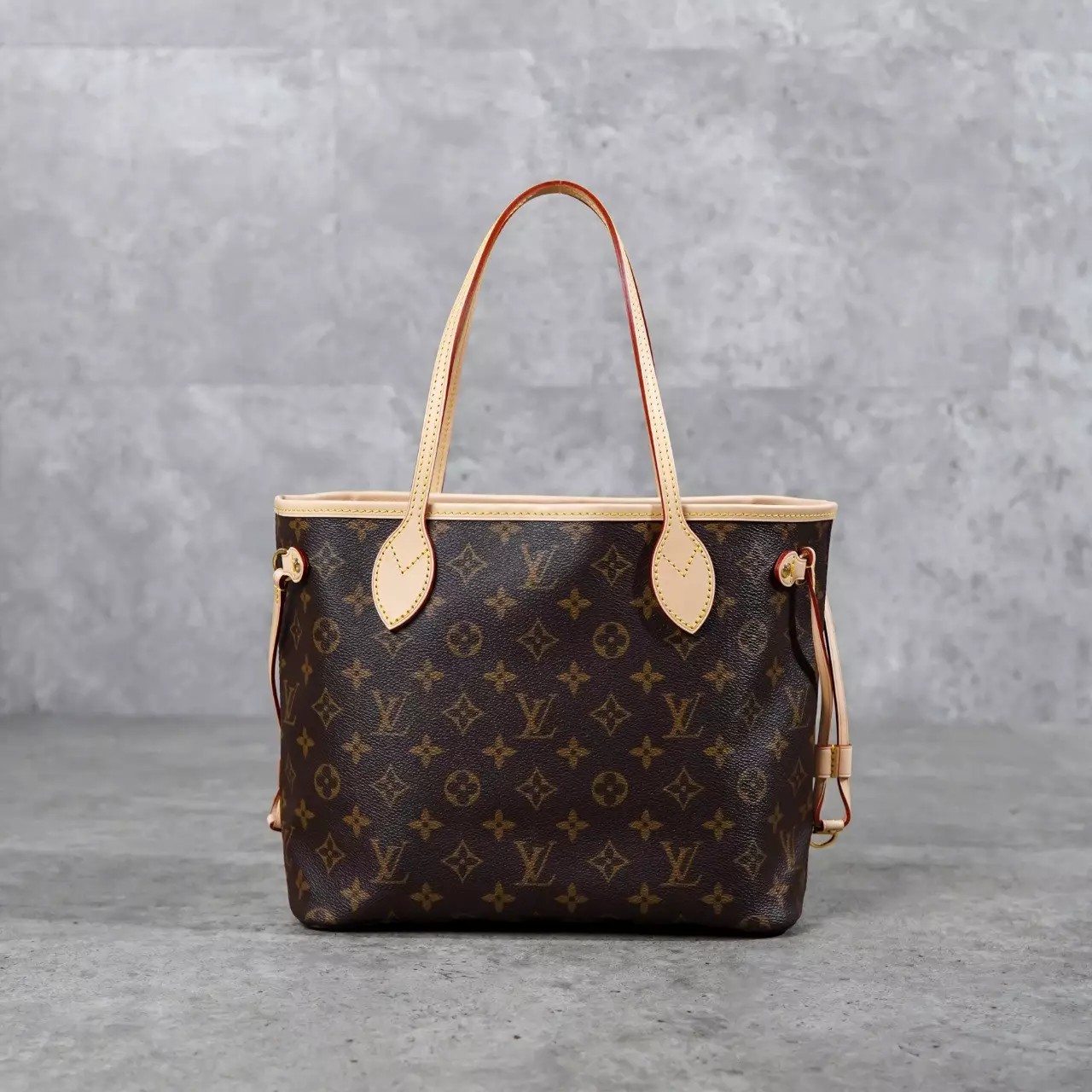 Tas LOUIS VUITTON LV NEVERFULL PM ECLIPSE BROWN TOTE BAG WITH POUCH 100% ORIGINAL