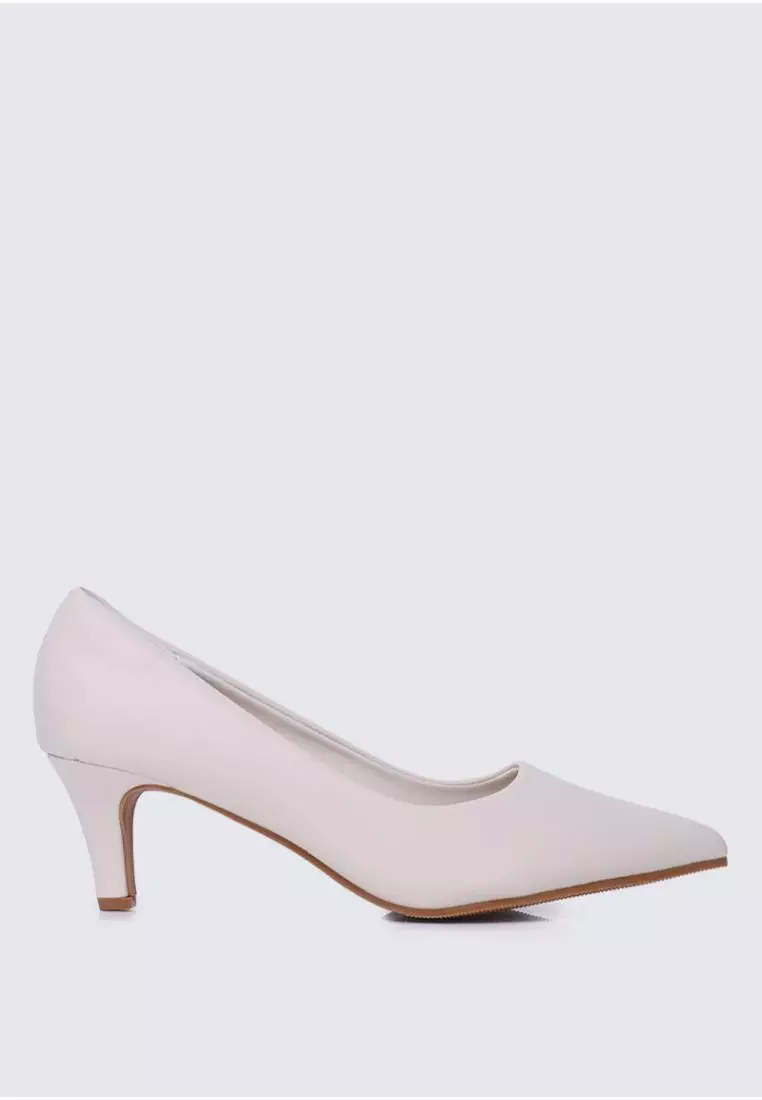 Alvina Wide Feet Comfy Heels In Beige