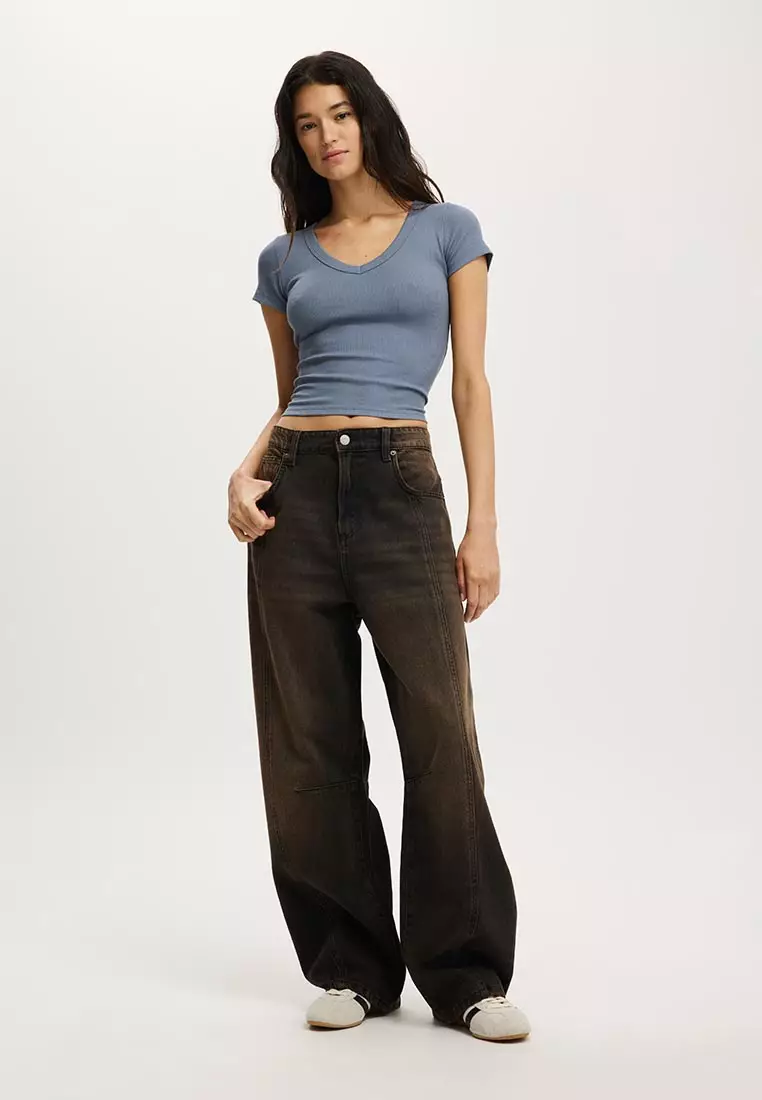 Goldie Rib V Neck Short Sleeve