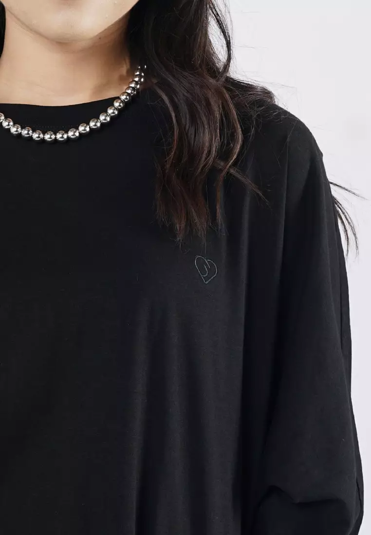 Greenlight Kaos Batwing Wanita Lengan Panjang Loose Fit Katun Ume HP-080325