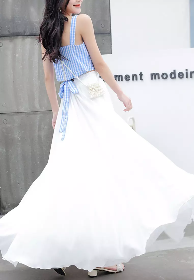 Elegant white on sale chiffon maxi skirt