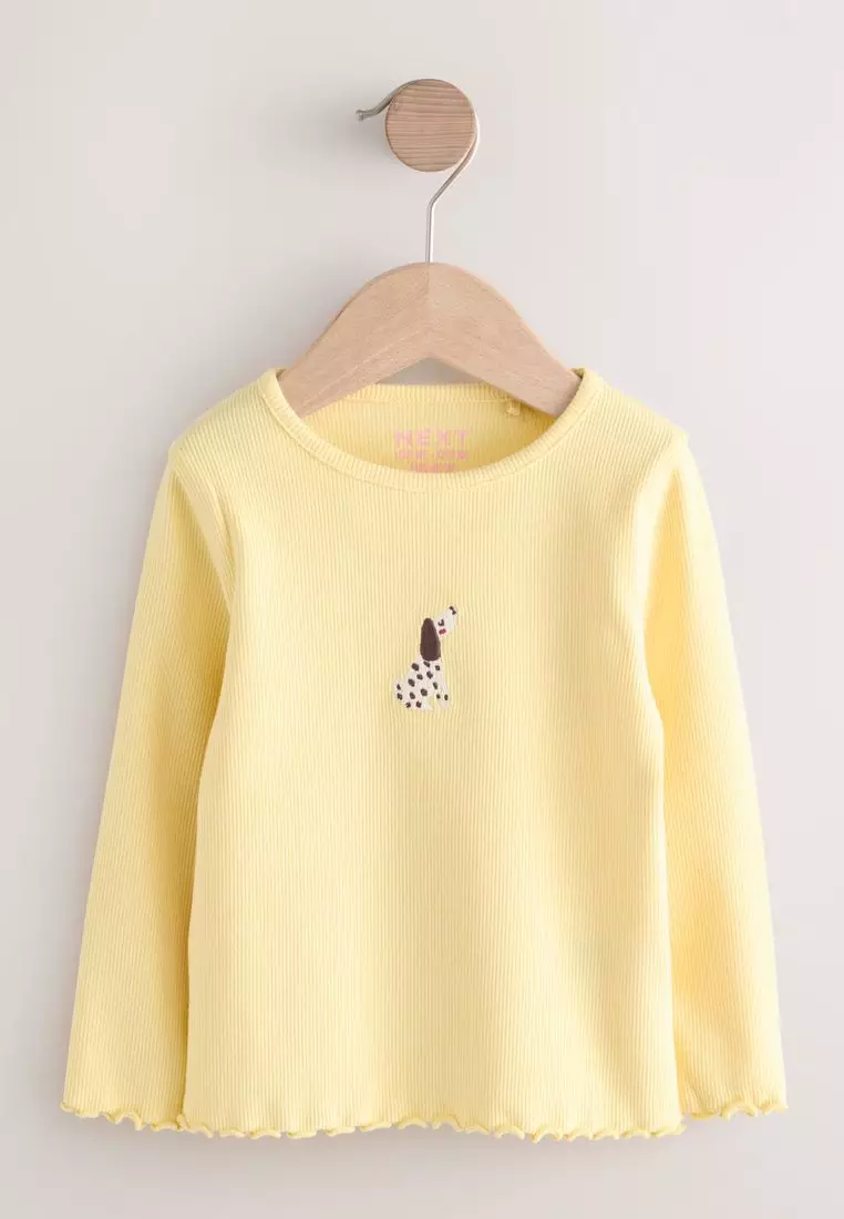 Long sleeve Embroidered Ribbed Top