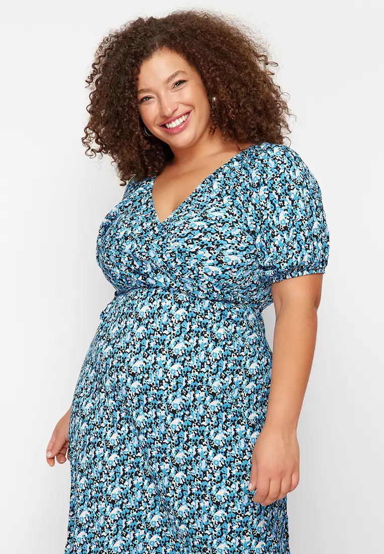 Plus Size Wrap Midi Dress
