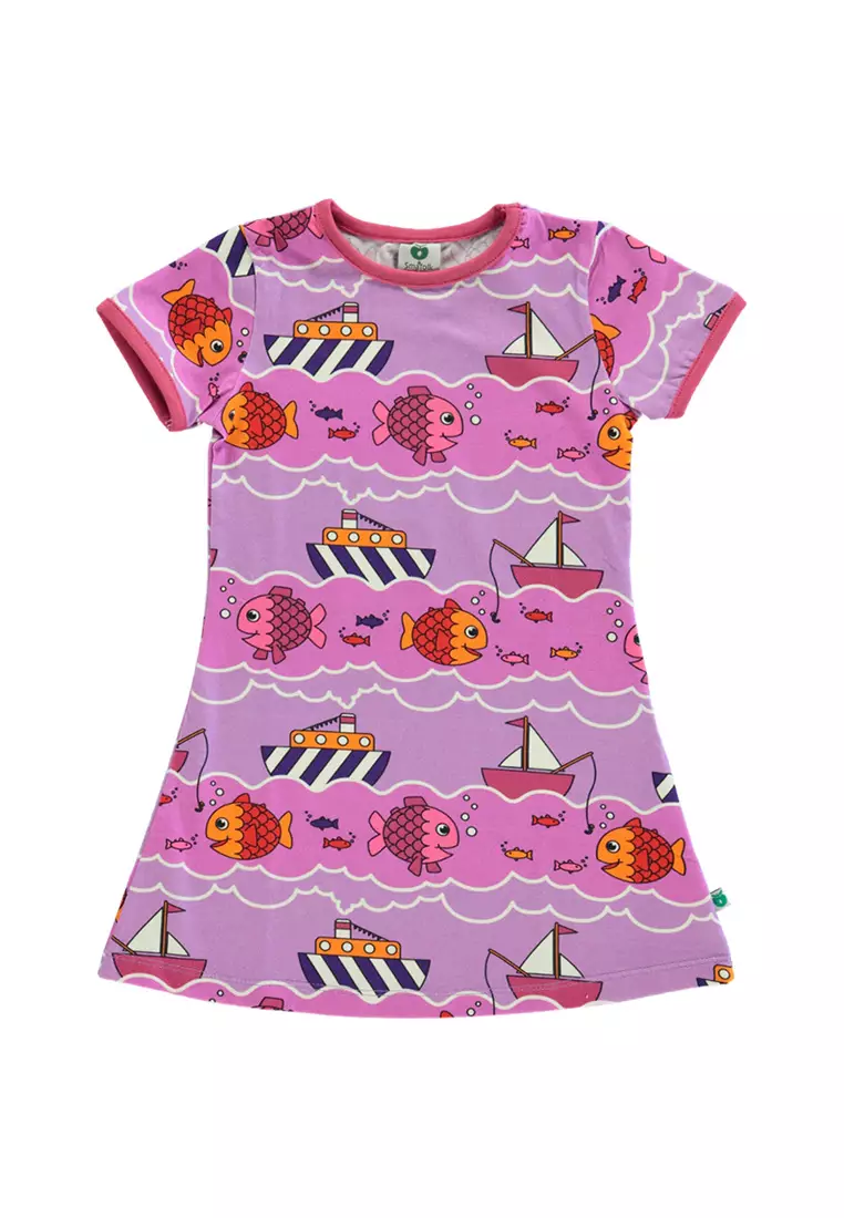 Short-sleeved Dress with boat and fish