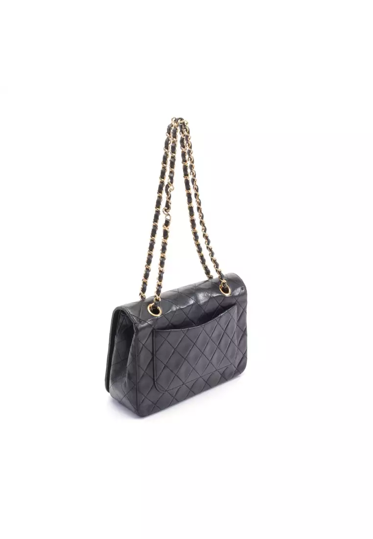 Chanel Pre-loved CHANEL matelasse full flap W chain shoulder bag lambskin  black gold hardware vintage 2023, Buy Chanel Online