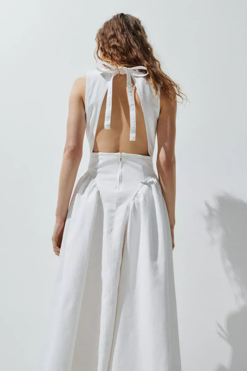 Open-back denim dress