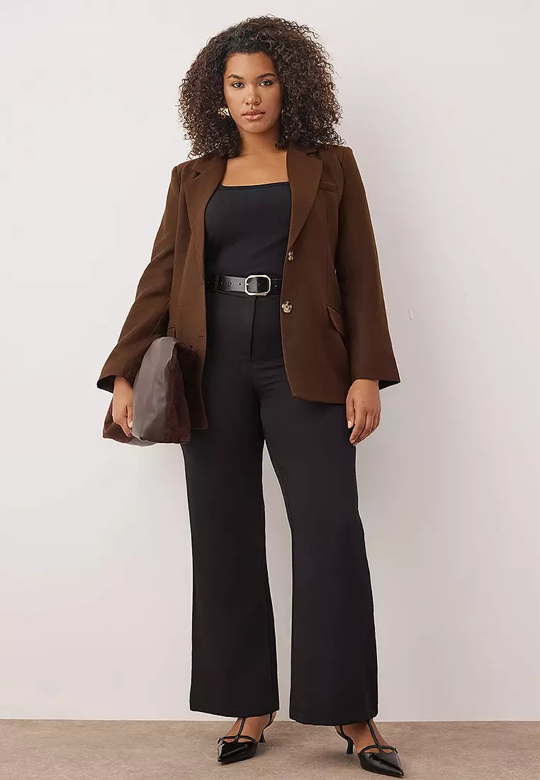 Woven Fabric Plus Size Trousers