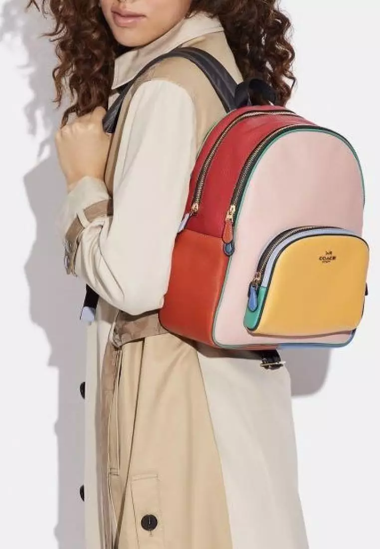 Jual Coach Coach Court Backpack In Colorblock Powder Pink Multi