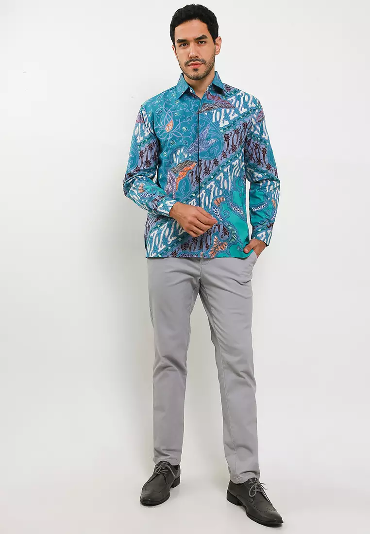 Jiwatrisna Kemeja Batik Tulis Premium Pria Casual Modern Lengan Panjang