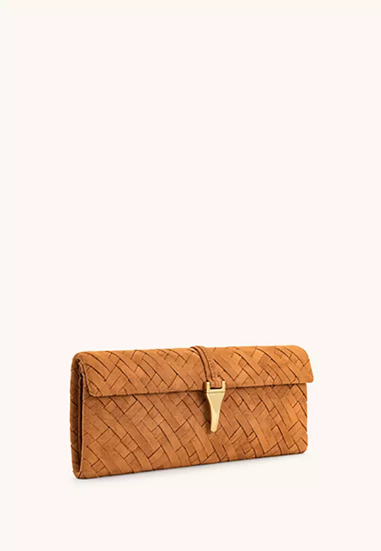 Zaria Woven Clutch - Brown