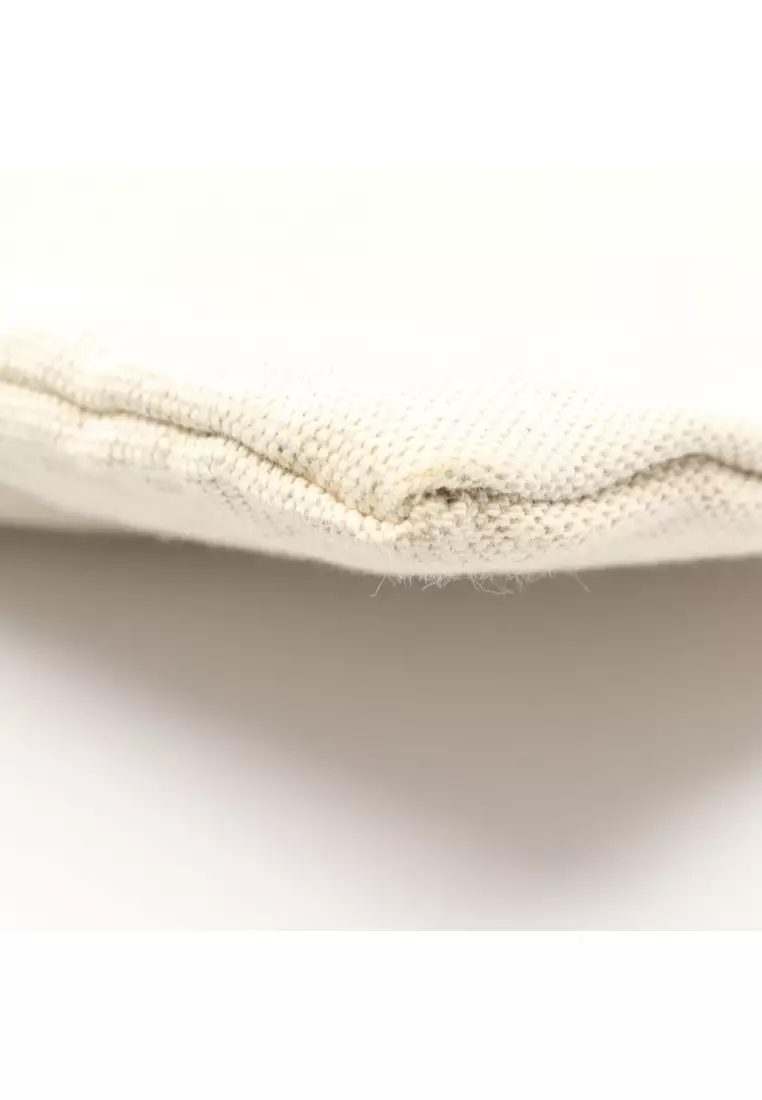 Pre-Loved Jil Sander Shoulder bag tote bag logo print canvas leather light beige black