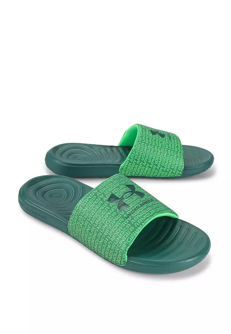 Green under armour slides top