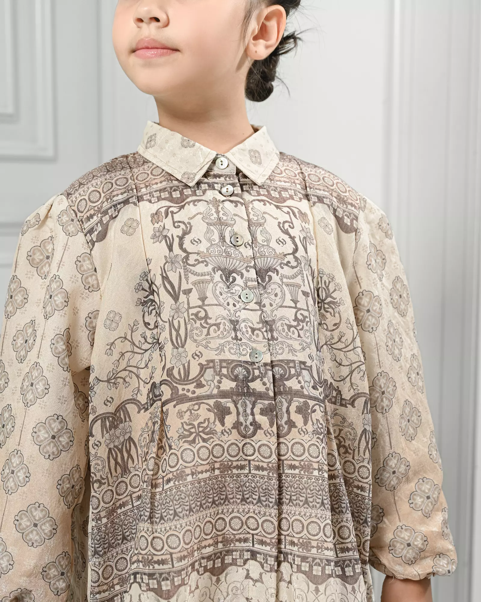 Geulis.id KIDS ALUSYA MIDI DRESS / DRESS ANAK / BAJU LEBARAN - MOCCA