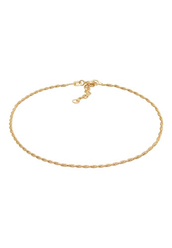 Elli Germany gold Perhiasan Wanita Perak Asli - Silver Gelang Kaki Twisted Cord Gold Plated 4BF37AC76E3099GS_1