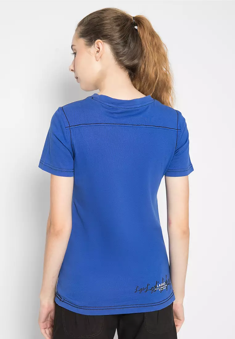 LGS - Kaos Wanita Warna Biru Motif Sablon Gambar LTS.555.O851M.004.C
