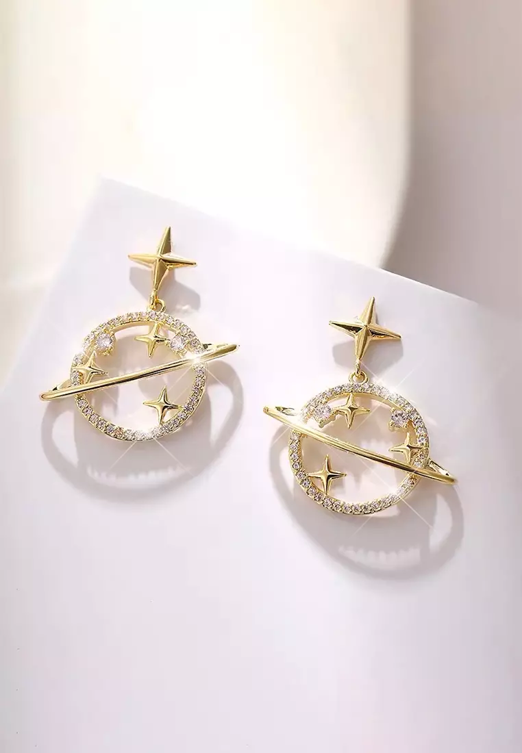 Anting Wanita Titanium Korea Style Planet Design Anting Cewek Original Earrings