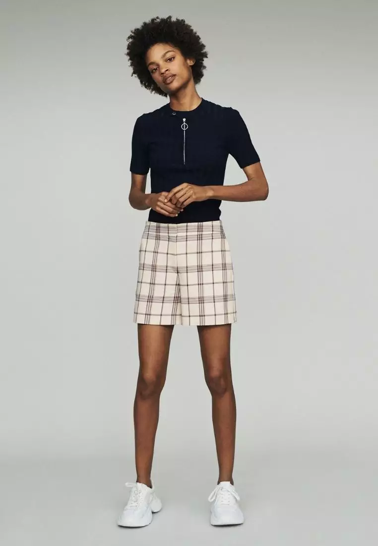 White plaid shorts top