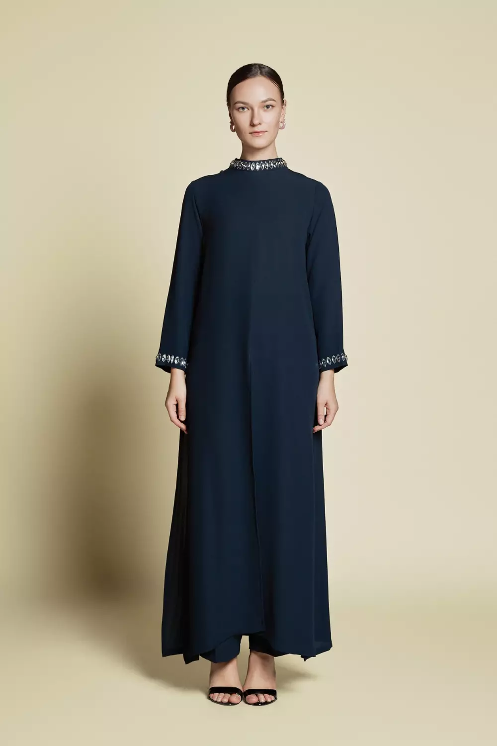 Demure Signature - Midi Coat Set in Frusan Silk Forest Green - SET