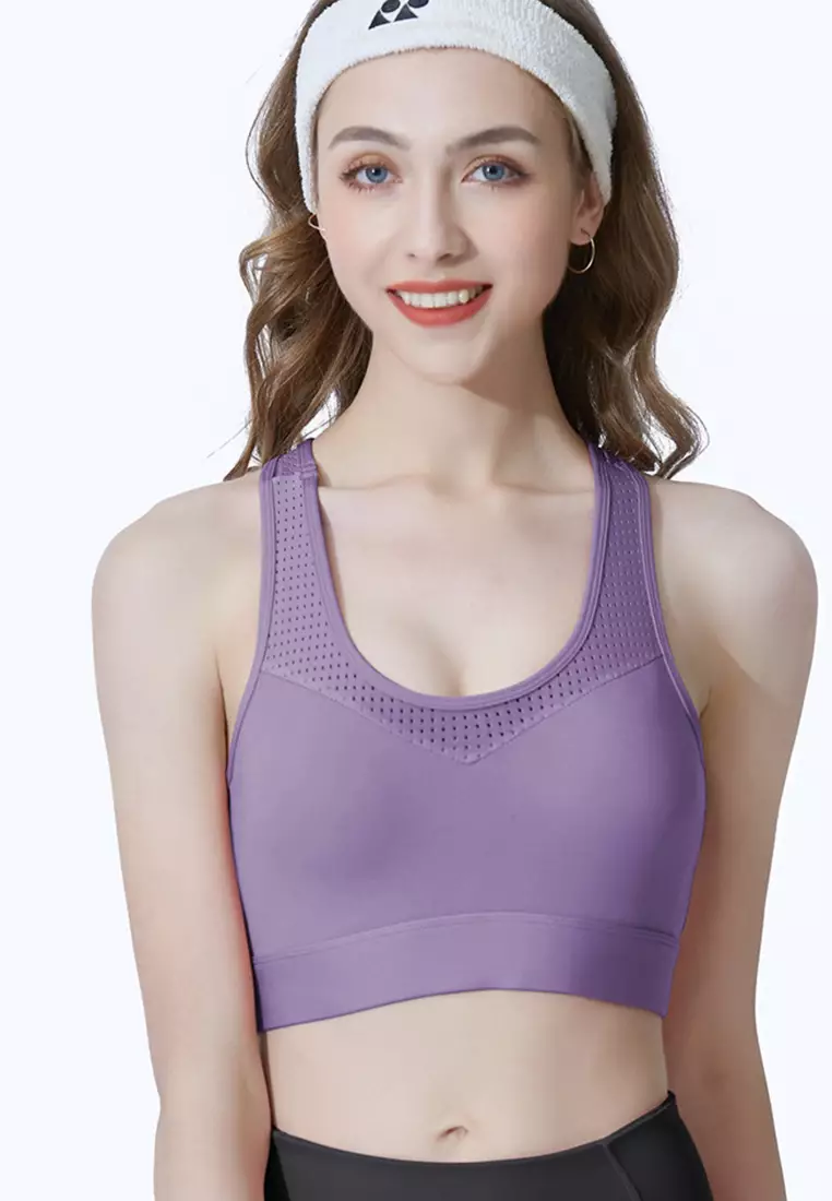 Buy LYCKA BMY3019 Korean Style Lady Shockproof Sport Bra Purple Online