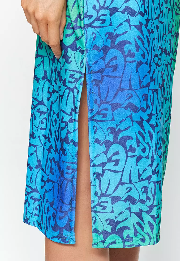 Turquoise sequin store pencil skirt