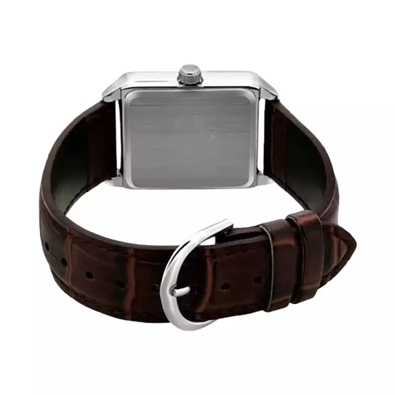 Jam Tangan Wanita Analog Casio Standard LTP-V007L-9EUDF LTPV007 LTP-V007L Tank Champagne Dial Brown Leather Band
