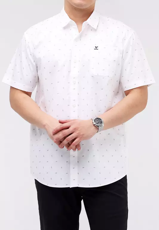Woven Printed Poplin Short Sleeves Polo