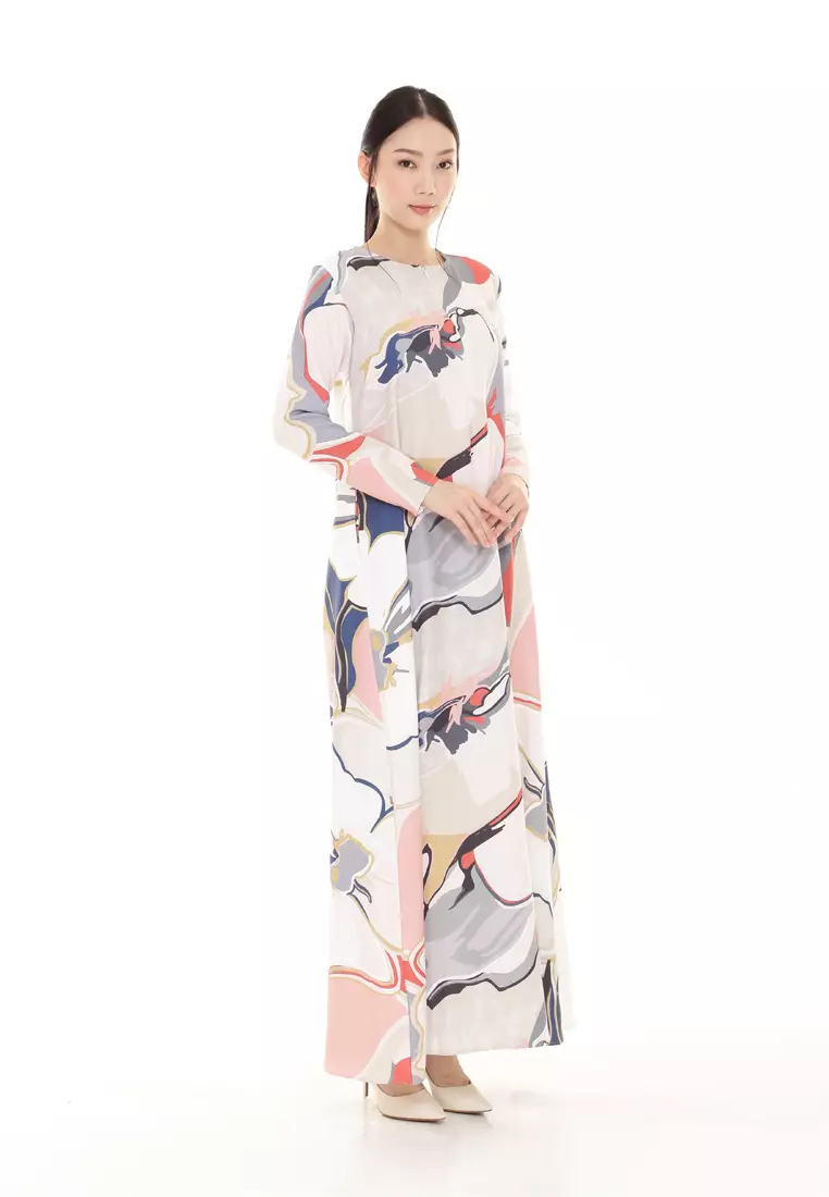 Felicia Printed Dress in Red White