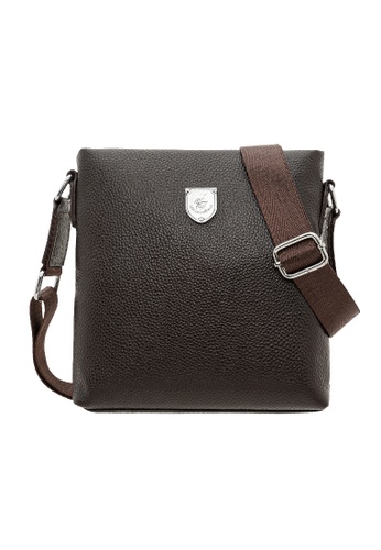 LancasterPolo brown LancasterPolo Men's Pebbled Leather Sling Crossbody Sling Bag PBI0912 F5F66AC12B7CEEGS_1